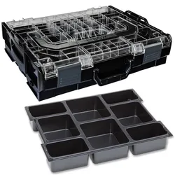 Sortimo Systemkoffer L-Boxx 102 schwarz mit transparentem Deckel + 8fach Einlage