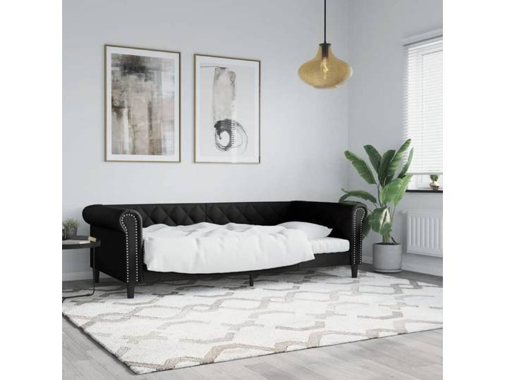 Lit de jour - VIDAXL - KENNETH - Similicuir noir - 90x190 cm - Sans matelas