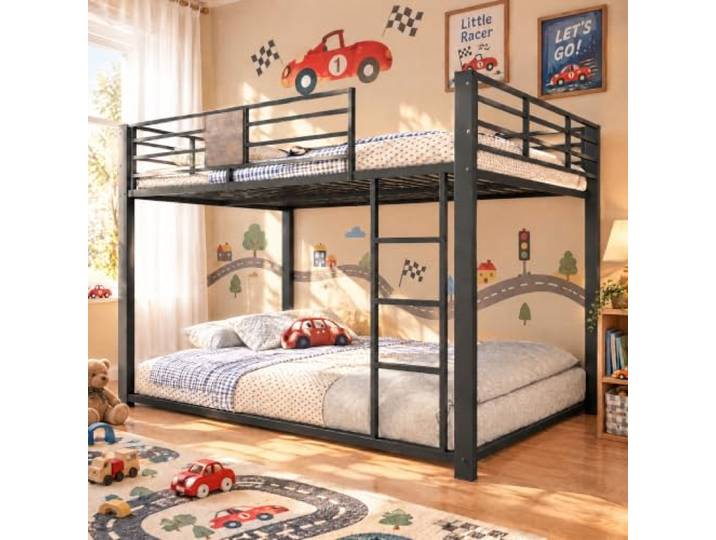 Bellemave Etagenbett 140x200 Metall,rutschfeste Leiter,Kinderzimmer,Schwarz Verstellbare Leiter,stabiler Metallrahmen,Sicheres Geländer,Platzsparend,mit Lattenrost,ohne Matratze