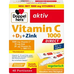 Doppelherz Vitamin C 1000+d3+zink Direct Pellets 40 St