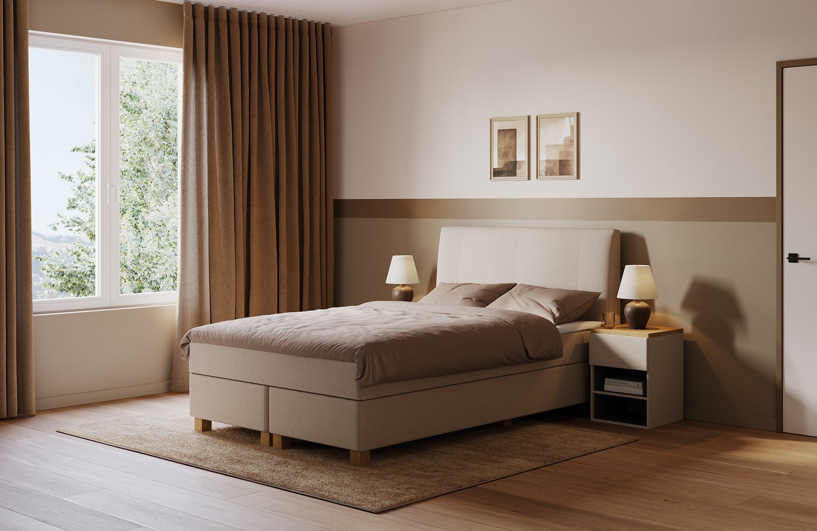 Swiss Sense Boxspring Essence Arc - Beige - Gestoffeerd