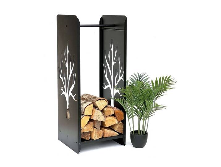 DanDiBo Kaminholzregal Innen Metall Schwarz 100 cm Kaminholzständer 96428