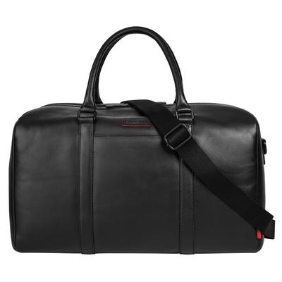 Reisetasche BUGATTI "BUGATTI Herren, Damen CLARK echt Leder", Gr. B/H/T: 46cm x 25cm x 25cm onesize, schwarz, Leder, leicht glänzend, unifarben, Taschen Reisetasche, echt Leder