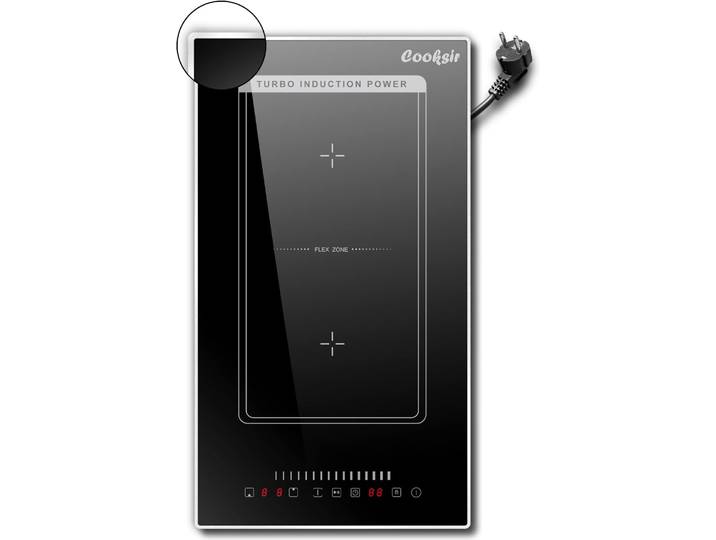 Plaque de cuisson à induction 2 plaques avec prise, plaque de cuisson cadre auto-sufficient, plaque de cuisson à induction intégrée 29 cm, 3500 watts, zone combinée flexible