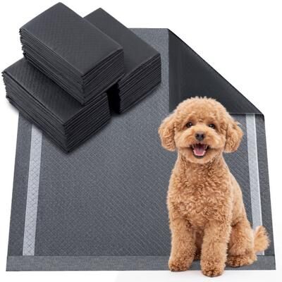 "Costway 24"" x 24"" Charcoal Dog Pee Pads 6-Layer for Dogs-Black"