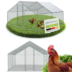 Juskys Freilaufgehege 3x4x2m aus Metall - Freigehege begehbar mit 12 m2 Lauffläche, Tür & Riegel