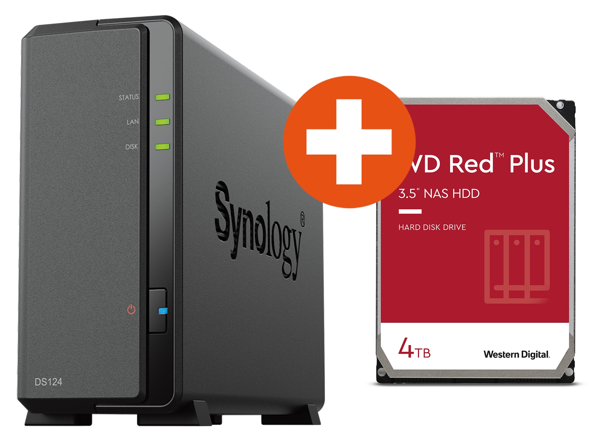 Synology Diskstation DS124 NAS System 1-Bay inkl. 4 TB WD Red Plus WD40EFZZ DS124 + WD40EFZZ