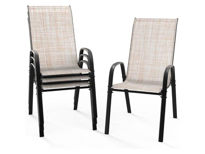 Chaises de Jardin Lot de 4 - VINGLI - Beige - Idéales pour Jardins Cours Balcons Restaurants - Facile à Installer