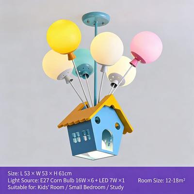 Uplift Treasures Kids Balloon Sputnik Wooden Chandelier Light f 6 Heads 110 220v cool Light