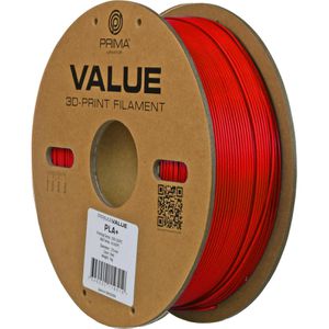 Prima Filament Value 12792, PLA+, rot, 1,75mm, biobasiert, geruchsarm, 1kg Spule