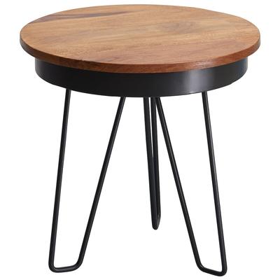 Sheeshamholz Metall Beistelltisch im Industrial-Stil, vielseitig einsetzbar, stabil. 43x43x45 cm | Kadima Design