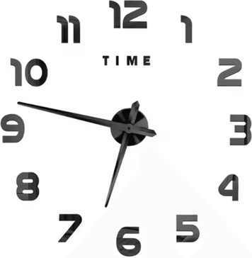 Inspire Picks 3D DIY Frameless Wall Clock Luminous Silent Modern Wall Decor Stickers 023 Black 3d 51 Inch(130cm)