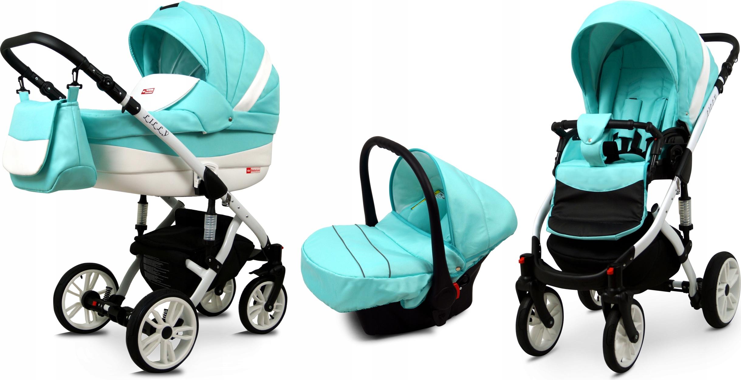 BabyLux Lilly | 3in1 Kinderwagen Set | Mint | Kombikinderwagen | Kinderwagenset | Buggy + Babyw