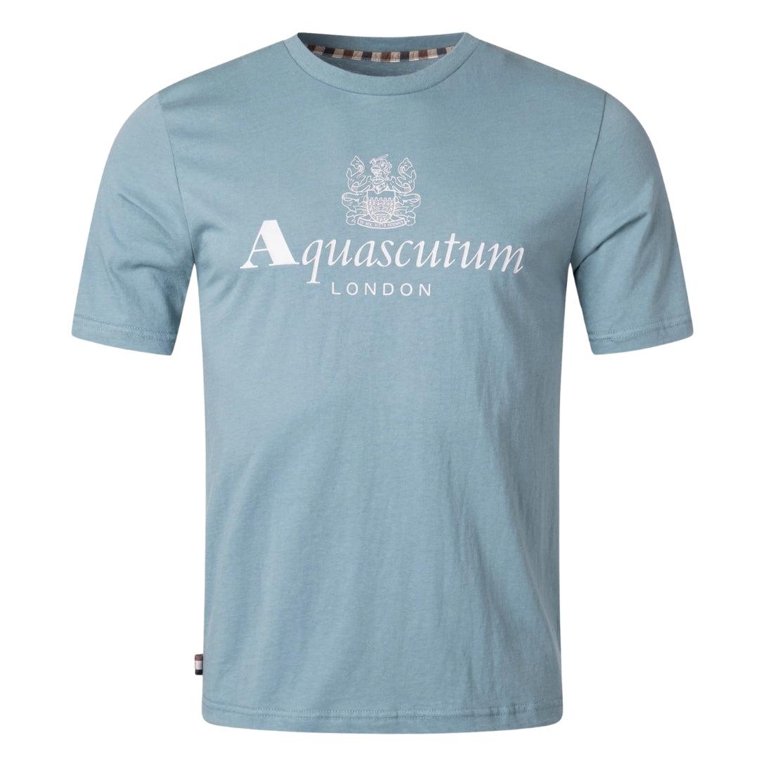 Aquascutum Active - Blaues T-Shirt mit großem Logo