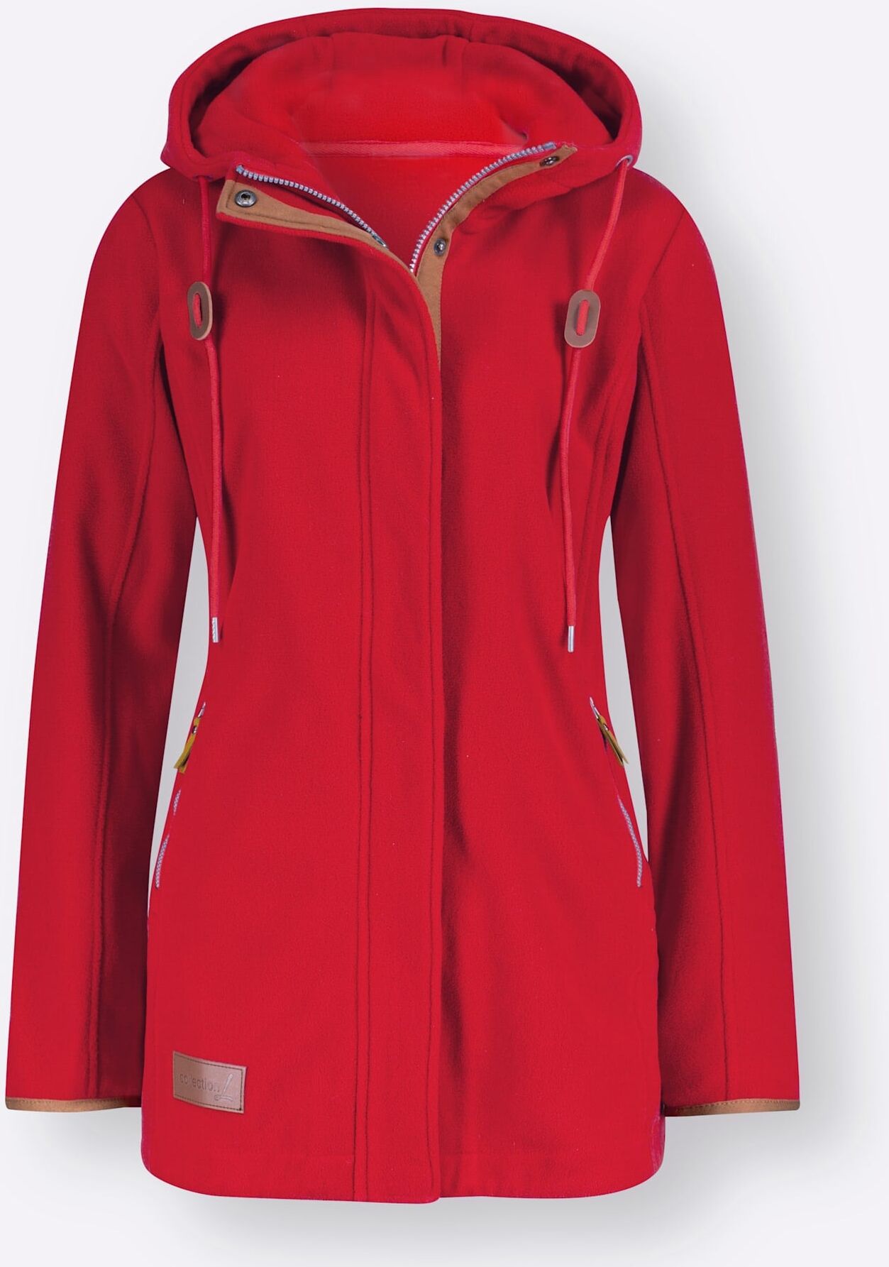 Fleecejacke CASUAL LOOKS, Damen, Gr. 44, rot, 100% Polyester, unifarben, Jacken Fleecejacke rot 44