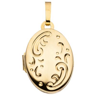 Medallionanhänger JOBO "Anhänger Medaillon oval", gold (gelbgold 333), Schmuckanhänger, Damen, Gelbgold 333, 333 Gold