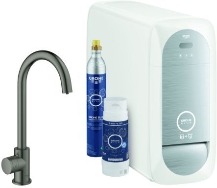 Grohe Blue Home Spültisch-Einhebelmischer 31498AL1 hard graphite gebürstet, Mono-Starter Kit