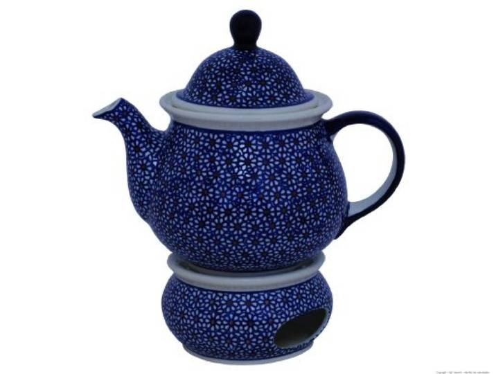 Original Bunzlauer Keramik Retro-Kaffeekanne mit Stövchen 1.7 Liter im Dekor 120