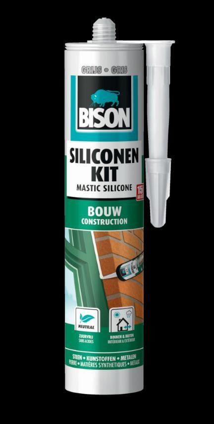 Bison Siliconenkit Bouw Grijs 300 ml