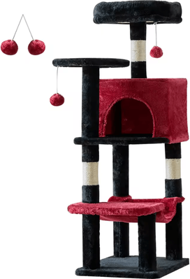 Inspire Curations SkyCastle 44 Inch Multi Level Cat Tree Tower red