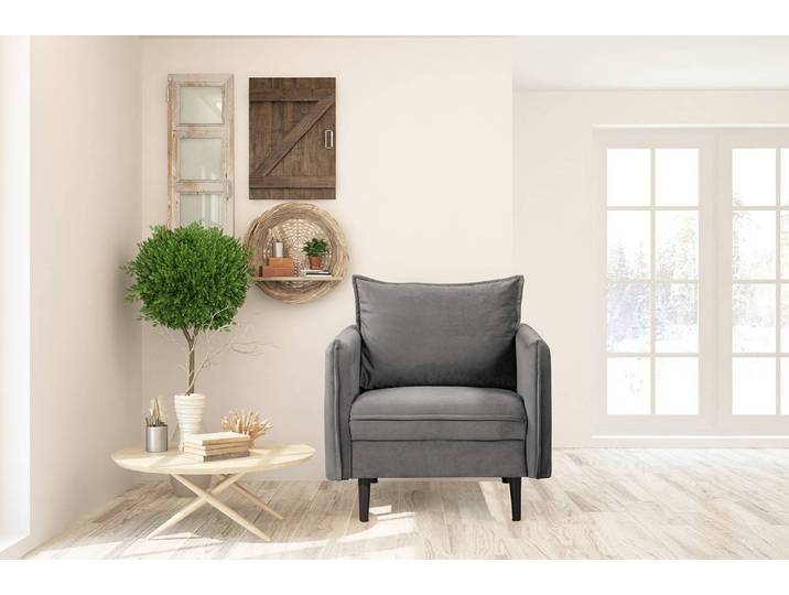 Sessel Palawan Grau Samt Ravi 74 x 86 x 91cm