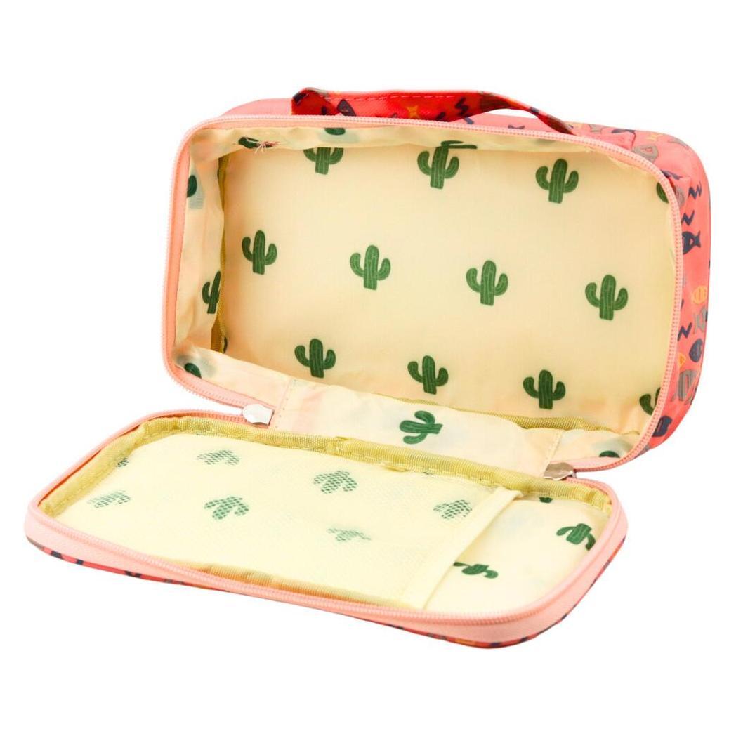 Lean Toys Federmäppchen für die Schule, geräumig, zusätzliche Tasche, Fisch, Rosa, 21,5 cm (66656017)