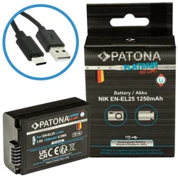 Patona Platinum USB-C Nikon EN-EL25 (Kamera Akku), Kamera Stromversorgung, Schwarz