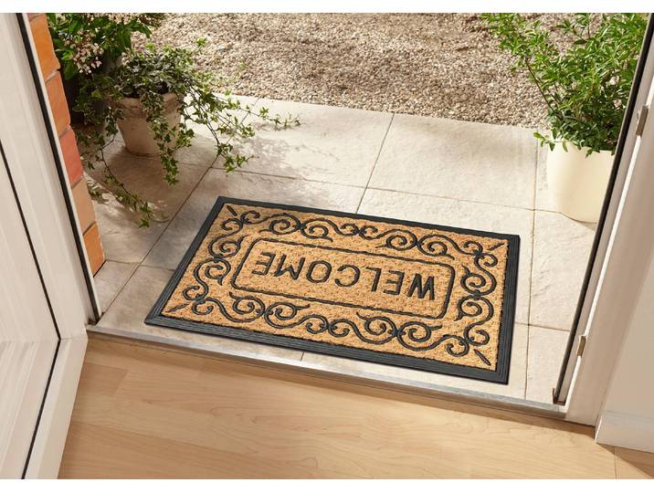 Fußmatte Kokos Floral Boarder 75 x 45cm Beige