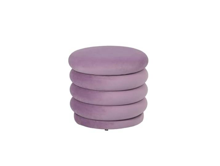 GILDE Hocker Syringa - zylindrisch - samtige Oberfläche - lila - Holz Polyester Schaumstoff - Höhe 40cm x Ø 43cm