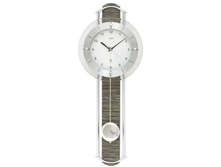 AMS 5304 Wanduhr Design 24 cm x 60 cm x 6 cm Analog Weiß mit Arabischen Ziffern Glas Metall