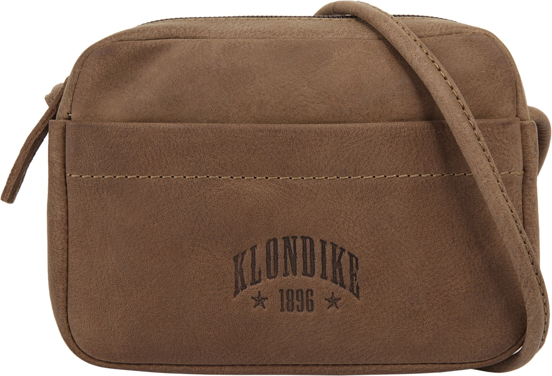 Umhängetasche KLONDIKE 1896 "KLONDIKE 1896 Damen echt Leder", Damen, Gr. B/H/T: 16cm x 14cm x 4cm onesize, braun, Leder, unifarben, Taschen Umhängetasche, echt Leder