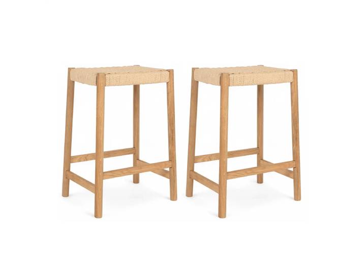 2er Set Barhocker Ida - Geflechtsitz, Wildeiche