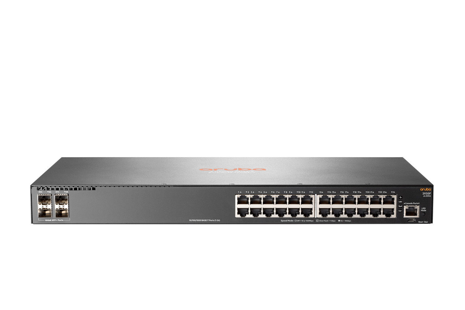 HPE Aruba Networking 2930F 24G 4SFP Switch, 56 Gbit/s, 41,7 Mpps, DDR3-SDRAM, 1024 MB, 200 - 240 V, 29,3 W