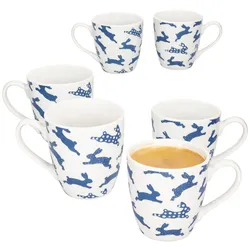 6er Set Jumbobecher Tom 400ml Ø10,1cm Porzellan Tasse Hasen blau Ostern Geschenk