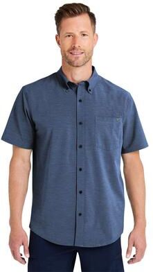 HUK H150154 Athletic Men's Kona Solid Shirt in Naval Academy size Medium   Polyester/cotton/spandex blend