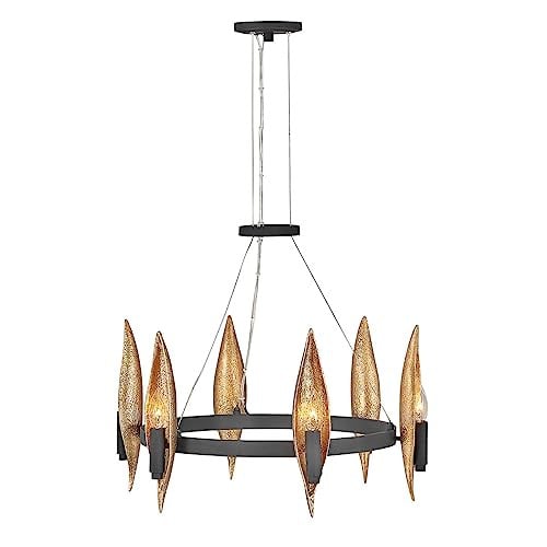 Hinkley Willow Cilindrische Hanglamp Carbon Black met Deluxe Gold