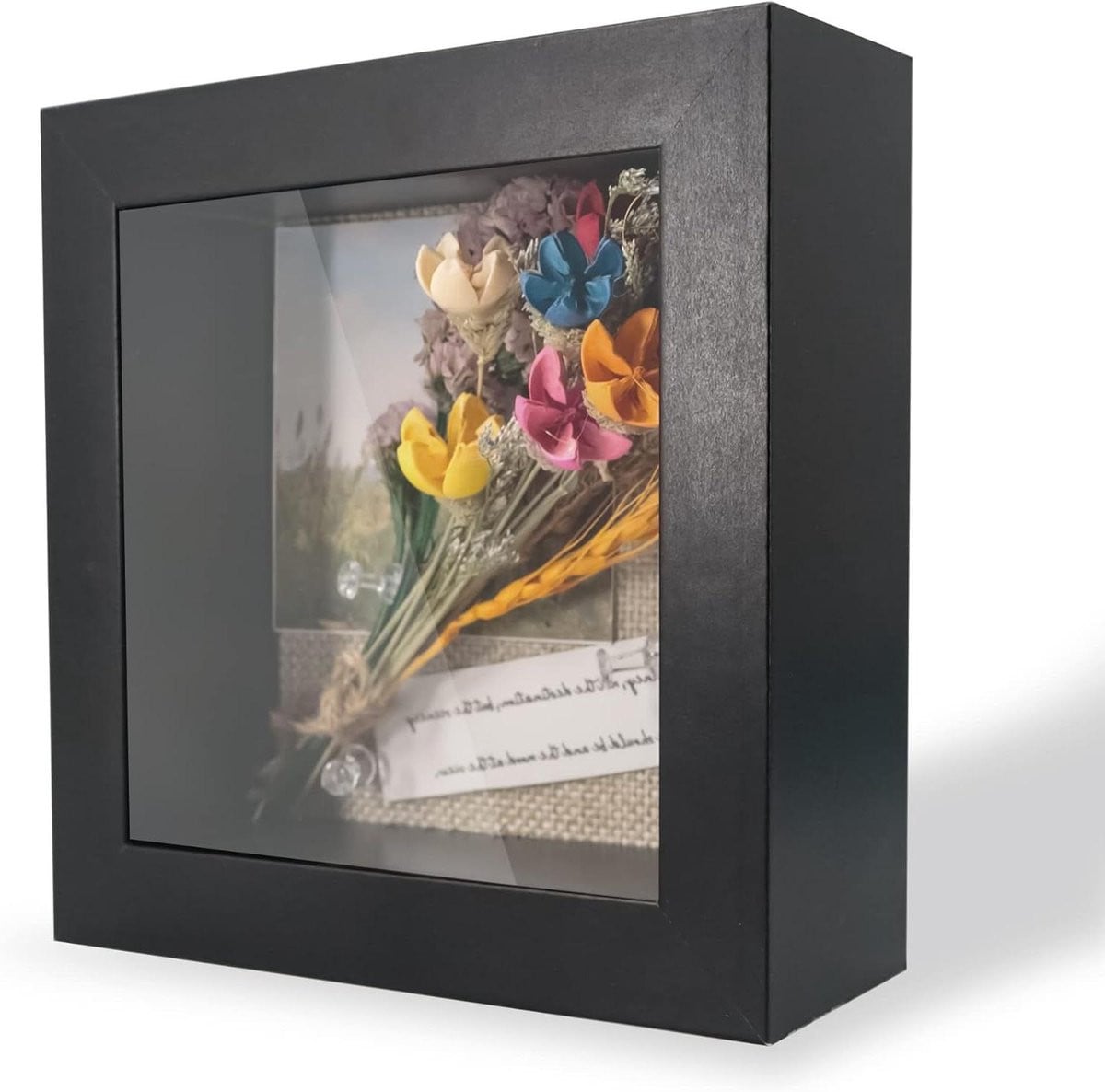 Zwarte Schaduwbox Fotolijst met Beschermglas voor Objecten, 5x5 Inch