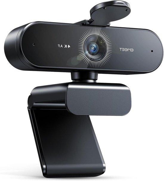 eMeet 4K Webcam Ultra HD Camera met Dubbele Microfoon en 73 Graden Kijkhoek - Zwart