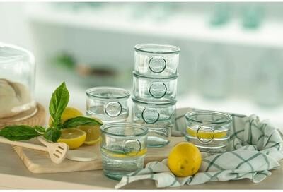 Euro Ceramica Euro Essential 6 Piece 10 oz Stackable Recycled Glass Tumblers Set - Made in Spain