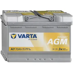 VARTA Autobatterie AGM 12V 70Ah 760A rechts 278x175x190 mm 570901076