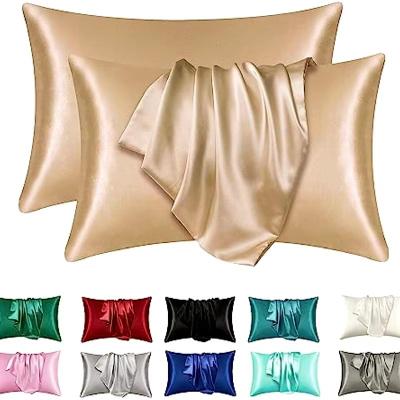 Inspired Finds 2 Pack Satin Silk Pillowcases Super Soft Standard Size Pillow Covers For Hair And Skin Care black 19.69x25.98 In