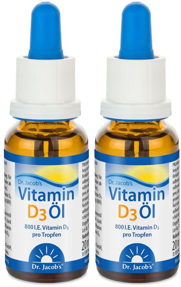 Dr. Jacob's Vitamin D3 Öl 640 Tropfen 800 IE vegetarisch Doppelpack 2x20 ml zum Einnehmen