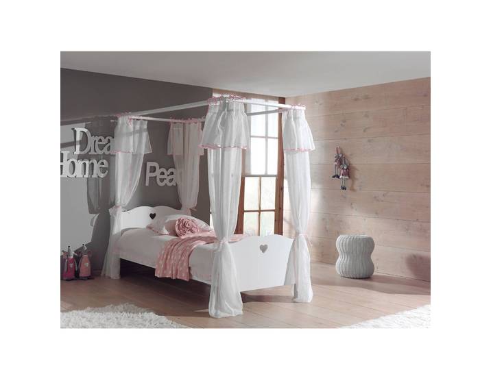 Himmelbett Amori 90 x 200cm Weiß Kein Bettkasten