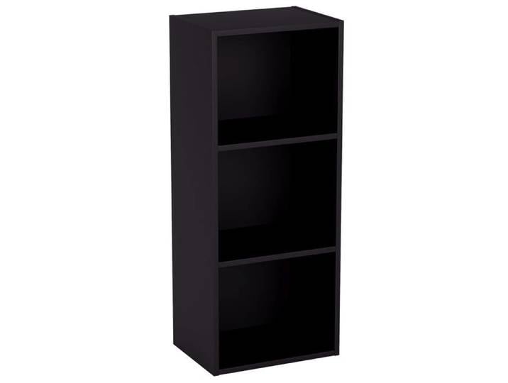 Bibliothèque Cube 3 Niveaux - Étagère Moderne Noire pour Salon Meuble de Rangement Range Livres Autoportant H80xL32xP24 cm