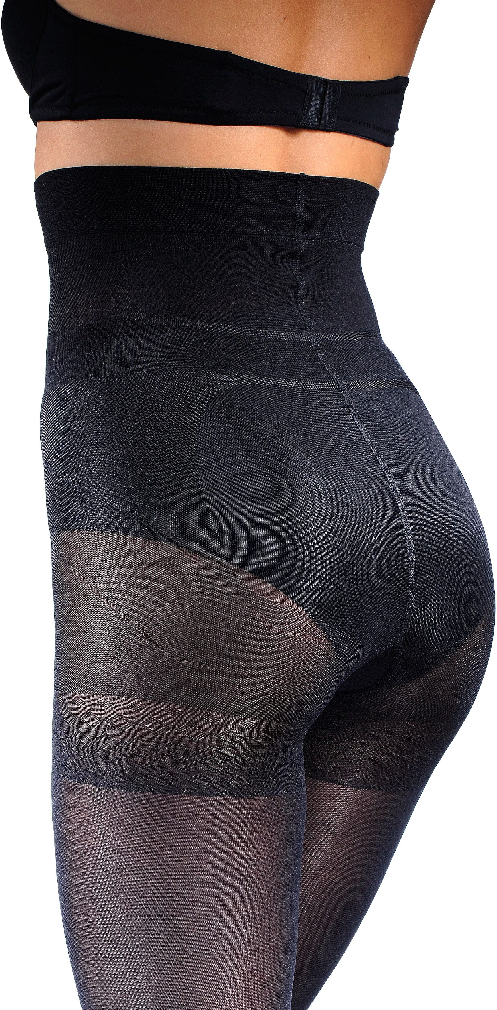 Feinstrumpfhose LASCANA "Bauchweg Figurformende Stützstrumpfhose transparent", Damen, Gr. L (44/46), schwarz, Obermaterial: 89% Polyamid, 11% Elasthan, unifarben, elastisch, Strumpfhosen Feinstrumpfhose, Bodyshaper mit extrahohem Bund