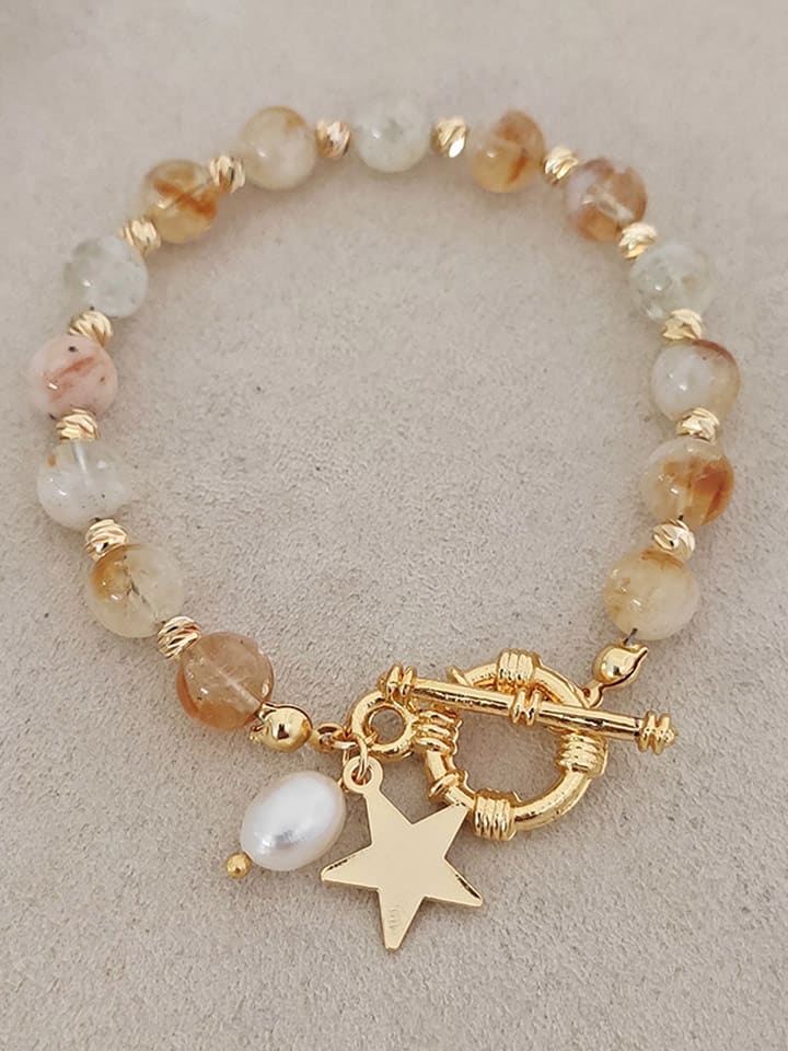 Nakkash Vergold. Armband mit Edelsteinen und Perle - onesize