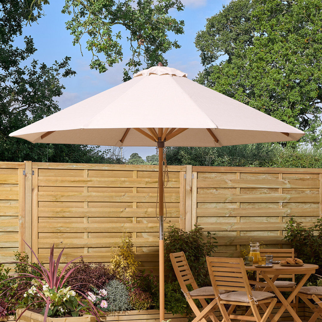 Rowlinson Ashdown Wooden Parasol Cream 219.5cm H x 197cm W x 197cm D
