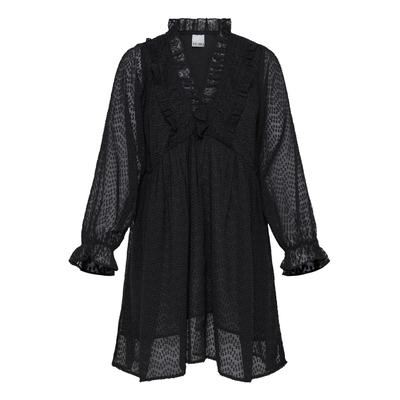 Midikleid ICHI "ICHI Freizeitkleid IHLADONNA", Damen, Gr. 38, Normalgrößen, schwarz, Kleider Midikleid