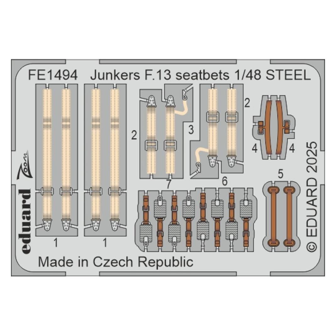 Eduard Junkers F.13 seatbelts STEEL MINIART (FE1494)