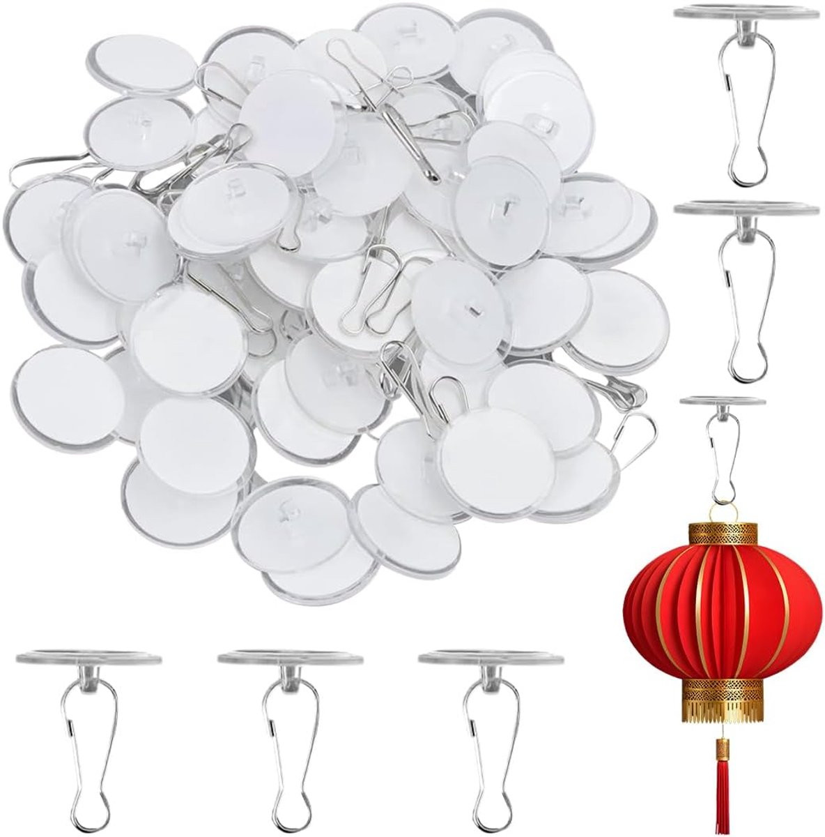 50 stuks Zelfklevende plafondhaken met vlaggenstokclips voor decoratie